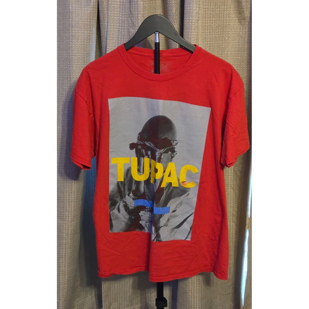 2Pac Tupac Shakur Portrait T-Shirt Mens Size Large Red